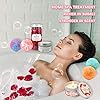 Panspace Bath Bomb Gift Set for Women, 4 Organic Bath Bombs with 2 Scented Candles & 1 Dried Rose Petals, Bubble Fizzies…