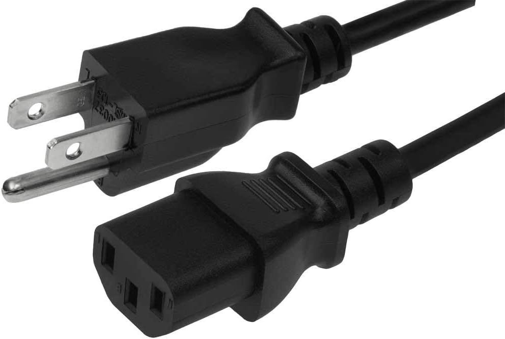 10 Feet (3 Meters) 18AWG 3 Prong Monitor (Universal Power Cord) Computer Power Cord 10ft (3M) 3 conductor (IEC320 C13 to NEMA 5-15P) 10 Amp AC Power Cable ED68958