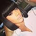 Amecire Short Black Bob Wigs with Bangs for Black Women Synthetic Straight Red Bob Hair African American Wigs for Women (1B)