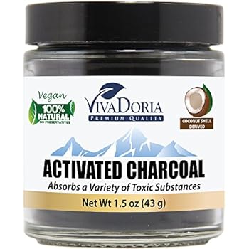 Viva Doria Virgin Coconut Shell Activated Charcoal Powder - Food Grade (1.5 oz Glass jar)