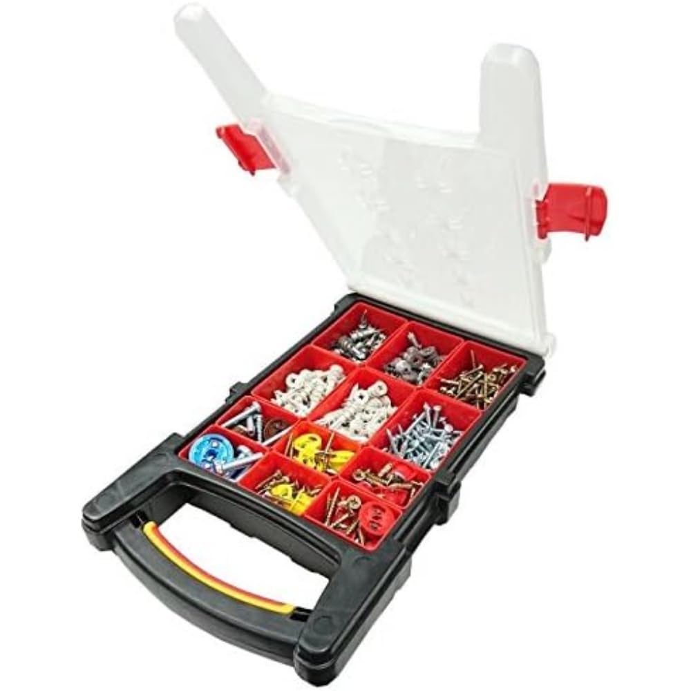 Merriway BH06620 (406 Pcs) Assortment of Gripit Plasterboard Fixing Achors in a 12 Compartment Carry Case - Pack of 406 Pieces