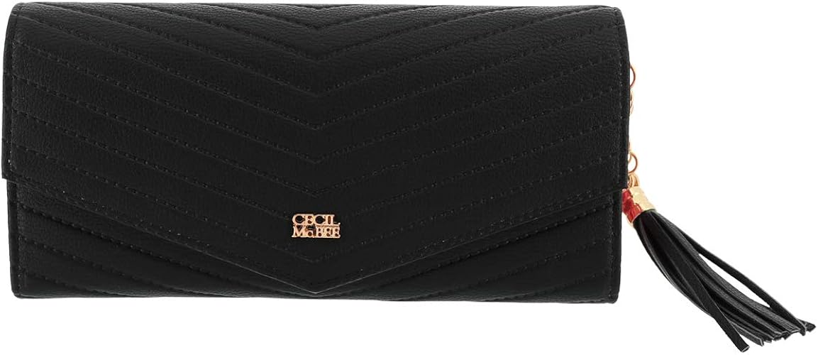 Amazon セシルマクビー 長財布 V字型押し レディース 10 ブラック Cecil Mcbee セシルマクビー 財布