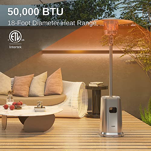 Patio Heater, EAST OAK 50,000 BTU Stainless Steel Outdoor Patio Heater