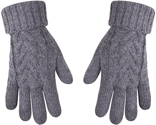 Warm Knitted Mens Gloves Classic Solid Colored Womens Winter Gloves Mittens Gray
