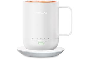 vsitoo Temperature Control Heated Coffee Mug S3PRO 14 Oz, Smart Self Heating Travel Mug with Manual & APP Controlled Coffee Warmer, Rechargeable and Battery Powered, LED Light, Auto Off (White)
