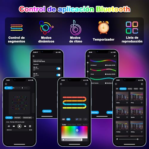 Lichaser RV LED Strip Lights Waterproof 12V IP67 RGB+IC with APP and Remote Control Interior Outdoor Lighting for Awning RV Camper Van (10M)