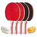 Table Tennis Ping Pong Set - Pack of 4 Premium Paddles/Rackets and 6 Table Tennis Balls - Soft Sponge Rubber - Ideal for Professional & Recreational Games - 2 or 4 Players - Perfect Set On The Go
