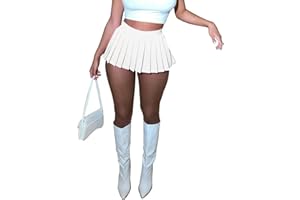 HAOYUAN Women's Mini Pleated Skirts Sexy Club Y2k High Wiast Stretchy Tennis Skater A-line Skirt