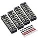 8pcs (4 Sets) 8 Positions Dual Row 600V 25A Screw Terminal Strip Blocks with Cover + 400V 25A 8 Positions Pre-Insulated Terminals Barrier Strip (Black & Red) by MILAPEAK primary