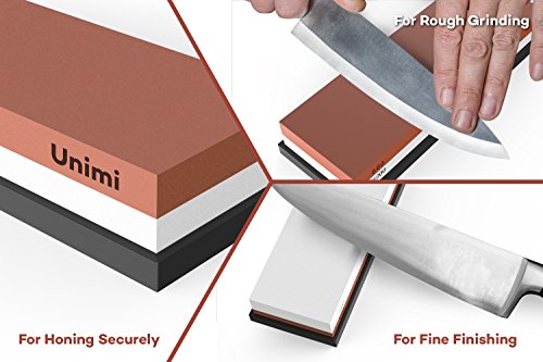 Whetstone Knife Sharpener, Unimi Professional Sharpening Stone Water Stone For Knives (600/1000 Grit)