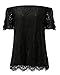 StyleDome Women Strapless Lace Off Shoulder Elegant Tie Short Sleeve Crochet Blouse Sexy Tee Tops Black US 6-8