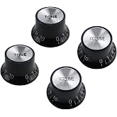 FLEOR 18 Splines 2T2V Speed Control Knobs Set Black Plastic Top Hat Style Knob Fit LP SG Guitar Asia Import Guitar Bass