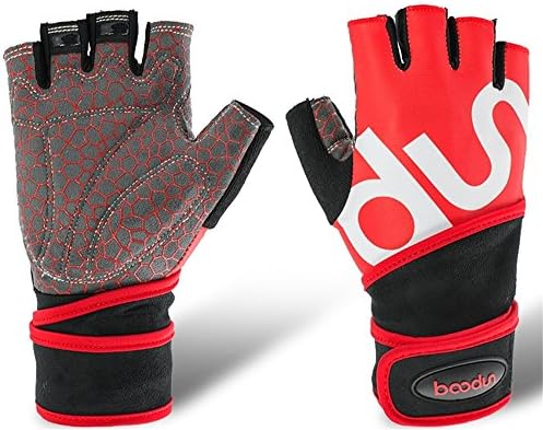 SZXKT Sports Gym Training Gloves Ultralight Breathable Anti-slip For Weight,Fitness,Workout,Exercise,Bodybuilding Wrist Wrap Support Gloves(Red)