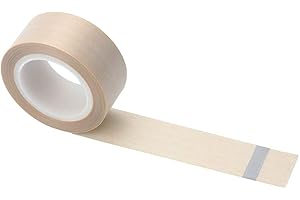 Dltsli 1" Width x 11 Yard Roll PTFE Coated Fiberglass High Temperature Tape with Silicone Adhesive Cloth, Release Surface on Heat sealers, Vacuum Machine Sealing Tape with Adhesive