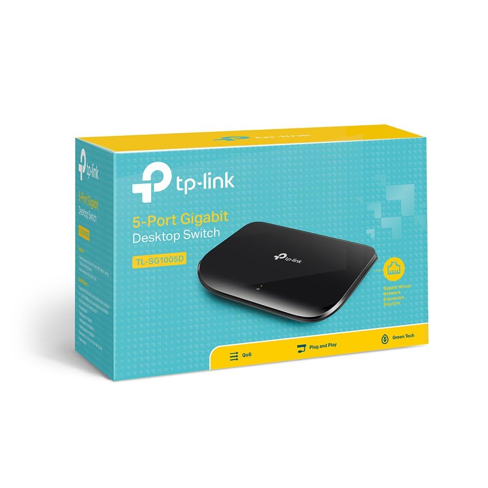 TP-Link TL-SG1005D 5-Port Gigabit Desktop Switch (5 10/100/1000Mbps-RJ45-Ports, Autoabstimmung, Auto-MDI/MDIX, Green IT, 70% Energie einsparen, Plastikgehäuse) schwarz 6