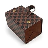 4 Slots Foldable Checkered Sunglasses Travel Organizer Case Multiple PU Vegan Leather Eyeglass Display Storage Box for Men Women