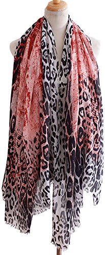 JOVANAS (TM) Women's Fashion Winter Warm Knitted Wrap Cape Scarves with Leopard pattern (Red)