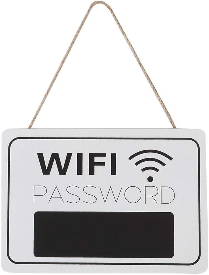 AUNMAS Hang Card, 7.8x5.4x0.2inch White Wi-Fi Password Display Signage Wooden Wall Hanging Coffee Shop Bookstore Retro Hanging Blackboard