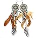RechicGu Brown and Vintage Golden Western Cowgirl Vintage Big Dream Catcher Feather Coral Turquoise Bead Style Moon Hoop Drop Earrings