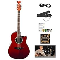 Ovation AB24-RR-KIT-1 Applause Balladeer Acoustic-Electric Cutaway Guitar with Chromacast Accessories, Red
