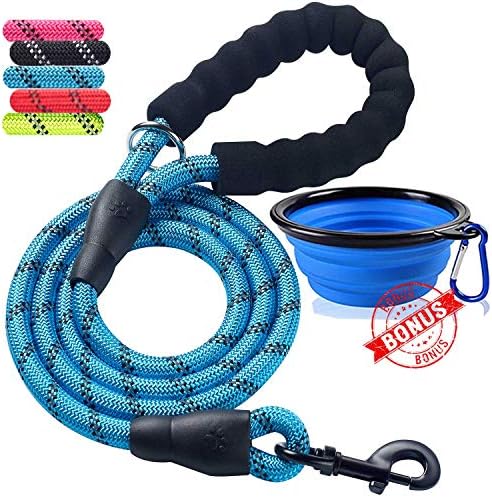 ladoogo Heavy Duty Dog Leash - Comfortable Padded Handle, 5 ft Long - Dog Leashes for Small Medium Large Dogs