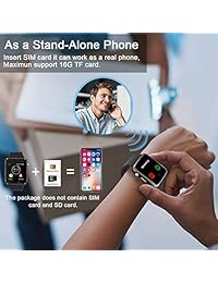 Bluetooth Smart Watch Fitness Tracker, Pantalla Táctil Smart Wrist Smartwatch Support SIM SD Card Slot Make Responder Teléfono Cámara Podómetro Compatible Android iOS Samsung LG para Mujeres Hombres Niños