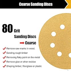 BOSHCRAFT Sanding Discs, 80 Grit 5 Inch 8 Holes