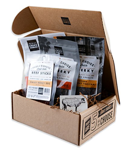People's Choice Beef Jerky - Jerky Box - Sweet Tooth - Meat Snack Sampler Gift Basket - 4 Items
