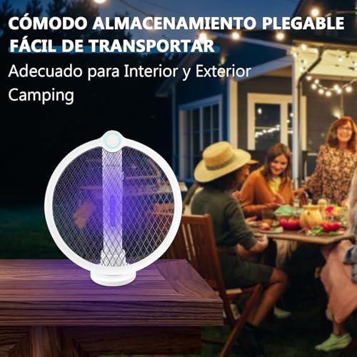 Gluckluz Raqueta Mosquitos Eléctrica, Matamoscas Electrico Recargable con USB Base, Antimosquitos Eléctrica con Luz Ultravioleta para Matar Mosquitos, Batería de 1200mAh (1)