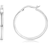 Monkton Hoop Earrings 925 Sterling Silver Post Huggie Earrings - 20/30MM Hypoallergenic Plain Hoops Polished Silver Women's Jewelry