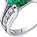 Simulated Emerald Solitaire Ring Sterling Silver Rhodium Nickel Finish Sizes 5 to 9