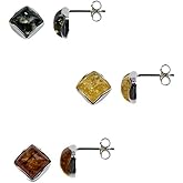 Ian and Valeri Co. Multicolor Amber Square Stud Earrings Set