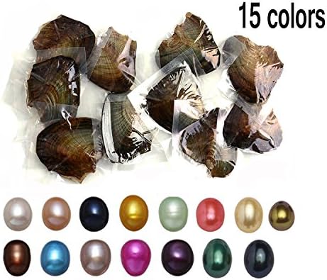 JBENG 15PCS 2017 Fashion 7-8mm Oysters with Large Oval Pearl Inside Birthday Gifts (7-8mm)