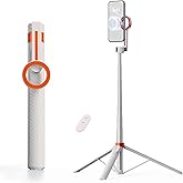 TODI 65" Magnetic Tripod for iPhone with Remote, Selfie Stick for iPhone Magsafe, Cell Phone Tripod Stand for Recording, Travel Tripod Compatible with 16/15/14/13/12 Series (White)