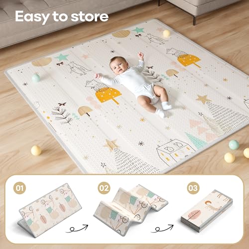 Lertantri Baby Playpen 150 x 150 cm - XXL Baby Playpen with Play Mat, Playpen with Breathable Mesh on Four Sides and Suction Cups