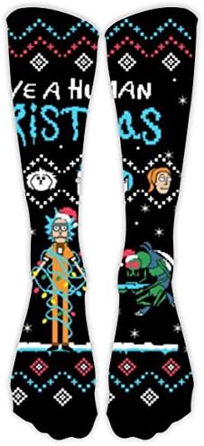 Rick Human Christmas Xmas Unisex Family High Knee Stocking 3D Printed Long Socks