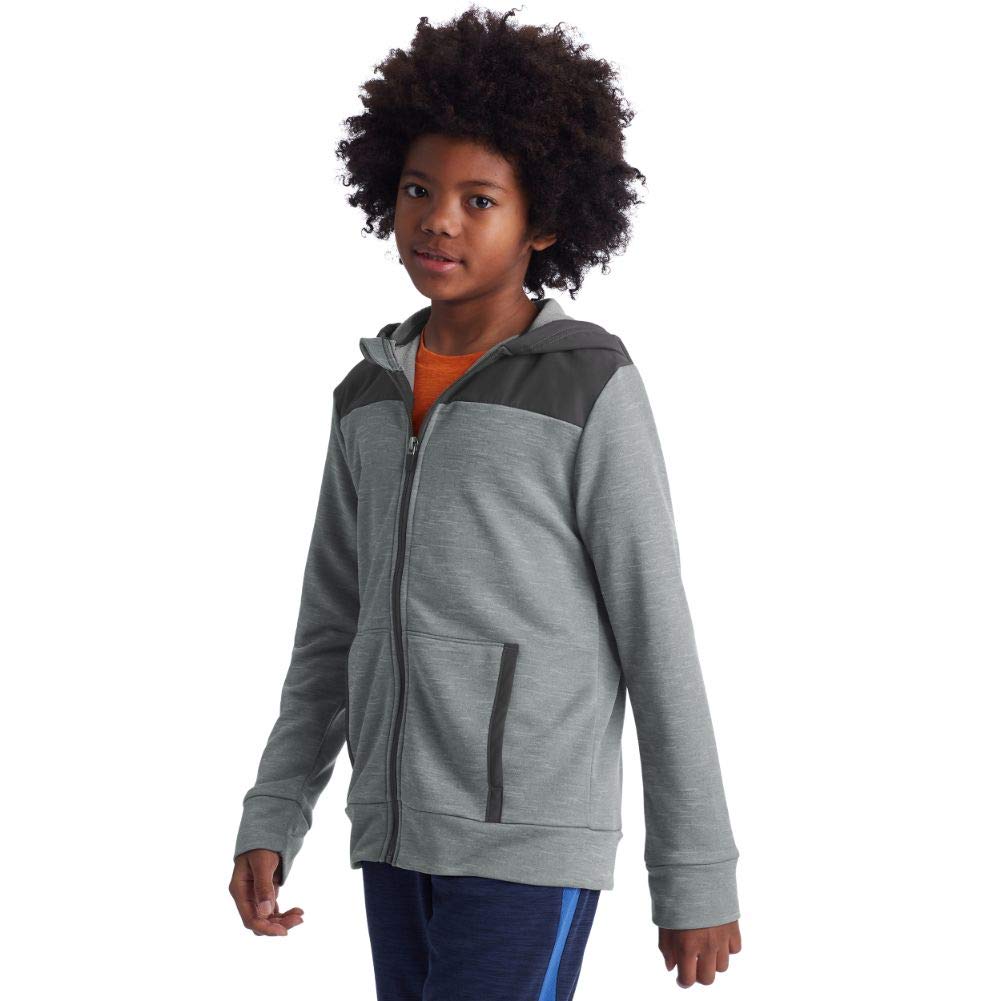 Photo 1 of C9 Champion Boys' Tech Terry Woven Pieced Full Zlip Jacket, Concrete Heather/Charcoal, Extra Large