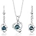 PEORA London Blue Topaz Earrings Pendant Necklace Set 925 Sterling Silver, Natural Gemstones, 2.75 Carats Total Trillion Cut with 18 inch Chain, December Birthstone Jewelry Set, Necklace & Earrings