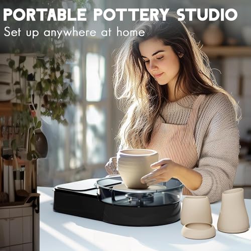 Innofans Electric Pottery Tower for Beginners and Pros - Complete Pottery Kit for Home with 1kg Clay, 0-200 RPM & Accessories, Silent Machine for DIY Creative Projects