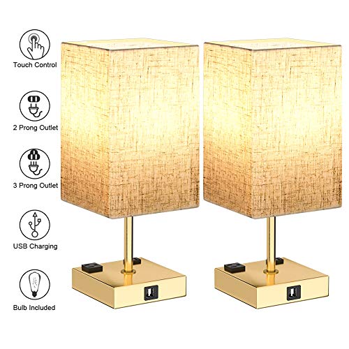 DEEPLITE Gold Table Lamp/Bedside Lamp Touch Control, 3Way Dimmable
