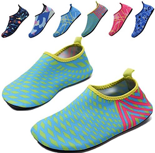 QTMS Kids Boys Girls Water Shoes Barefoot Quick Dry Aqua Socks Swim Shoes (Toddler/Little Kid/Big Kid)-02Green-28