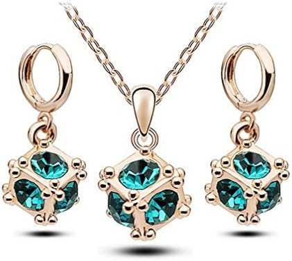VVeda Korean Candy-colored Jewelry Austrian Crystal Necklace Earrings Set(E10)