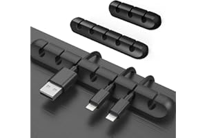 BASKISS Cable Clips, 3 Packs Cord Management Organizer, Silicone Adhesive Hooks, Wire Cord Holder for Power Cords and Charging Accessory Cables, Mouse Cable, PC, Office and Home (7, 5 and 3 Slots)