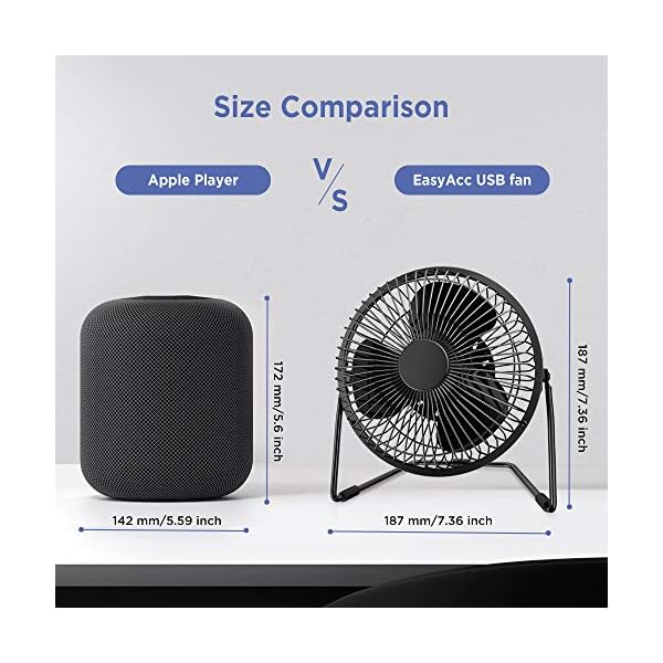 EasyAcc-USB-Desk-Fan-6-inch-Desktop-Silent-Fan-Air-Circulator-2-Speeds-360-Rotation-Brushless-Motor-Noiseless-for-Home-and-Office-Laptop-Notebook-PC-Desk-Table-Fan-Metal-Black EasyAcc USB Desk Fan 6 inch Desktop Silent Fan Air Circulator 2 Speeds 360° Rotation Brushless Motor Noiseless for Home…