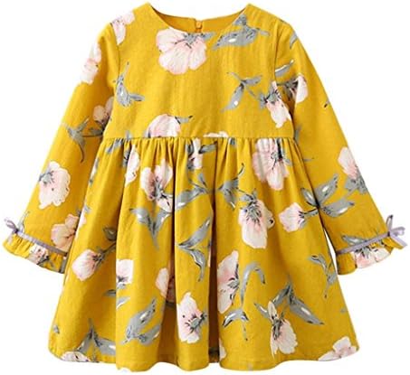 KEERADS Baby Christmas Dress, Girls Long Sleeve Floral Bowknot Tutu Dresses Tops