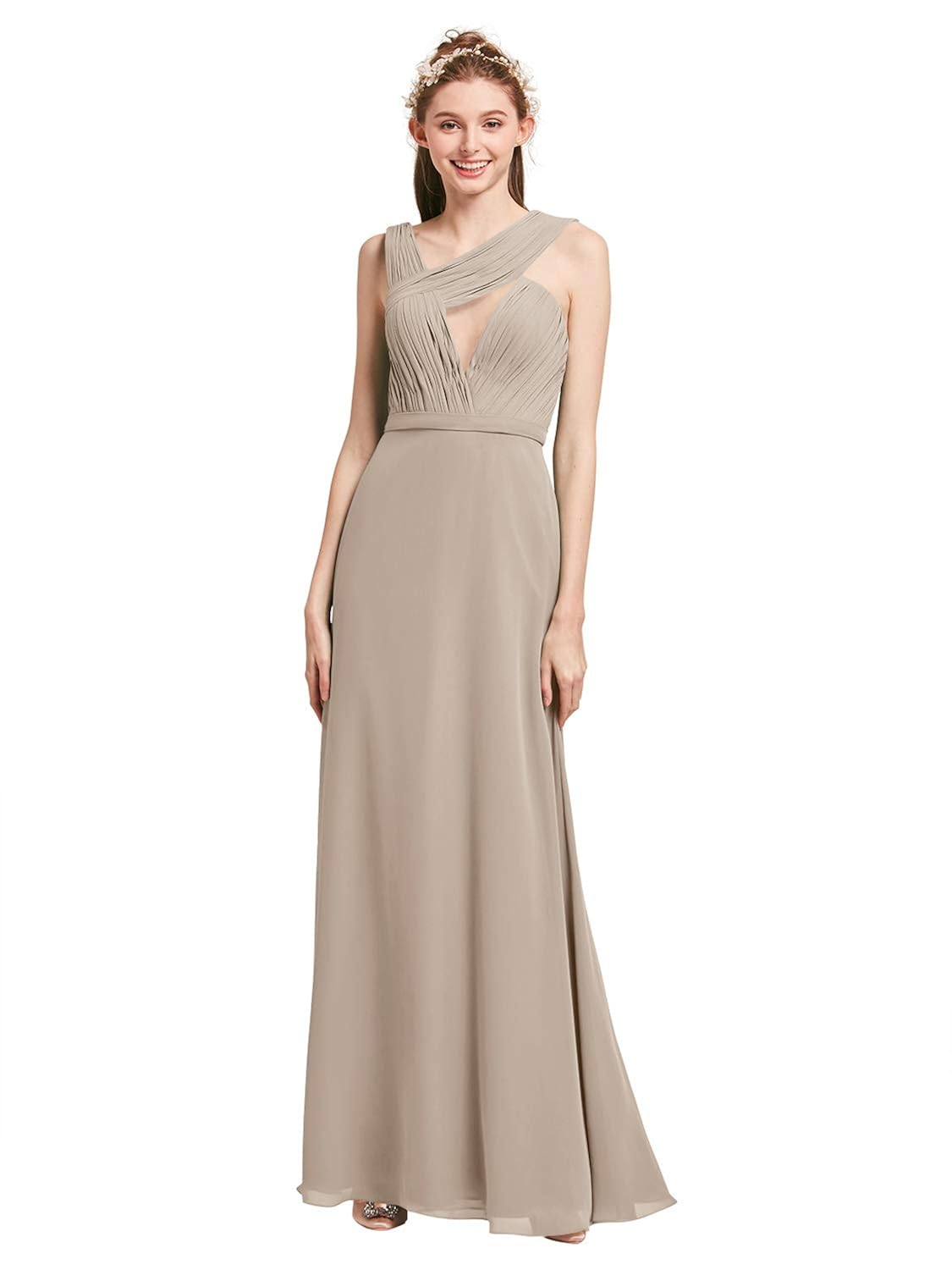 Buy AW BRIDAL Pleated Chiffon Long Petite Bridesmaid Dresses for Women