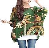 Zeagoo Women's Bohemian Style Batwing Sleeve Chiffon Beach Loose Shirt (One Size)