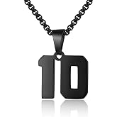 Susook Number Necklace for Boy Black Athletes Number Stainless Steel Chain 00-99 Number Charm Pendant Personalized Sports Jewelry for Men Basketball Baseball Football