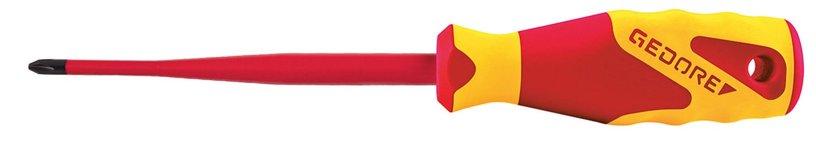 GEDORE VDE Screwdriver Phillips Slim Drive 2160 PH 1, 1000 V, Fully Insulated Blade, 3-Component Handle