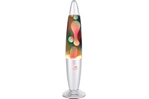 OPULARS Colorful Magma Lamp Rainbow Motion Lamps for Adults and Kids, 13.5-inch Silver Base Lamp with White Wax in Clear Liquid,Multicolor Mood Lighting Halloween Christmas Birthday Gift